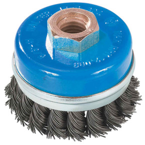 Walter 13G314 3" 5/8-11 Wire Cup Brush with Ring and Knot Twisted Wire .02 for Aluminum and Stainless Steel