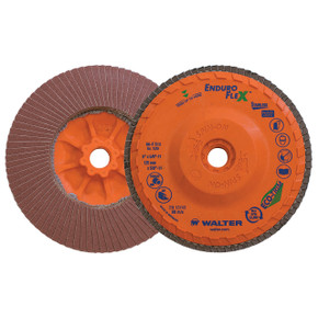Walter 06F512 5x5/8-11 Enduro-Flex Stainless Spin-On Flap Discs with Eco-Trim Backing 120 Grit Type 27S, 10 pack
