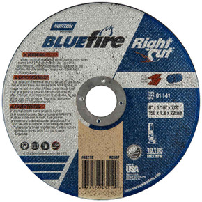 Norton 66252843210 6x1/16x7/8 In. BlueFire RightCut ZA/AO Reinforced Right Angle Cut-Off Wheels, Type 01/41, 36 Grit, 25 pack