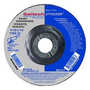 United Abrasives SAIT 20049 9x1/4x7/8 Saitech Attacker No Hub Type 27 Grinding Wheel, 25 pack