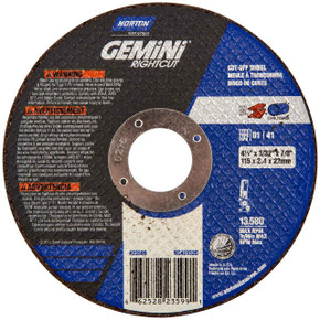 Norton 66252823599 4-1/2x3/32x7/8 In. Gemini RightCut AO Reinforced Right Angle Cut-Off Wheels, Type 01/41, 46 Grit, 25 pack