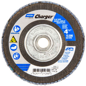 Norton 66261121289 4-1/2x5/8 - 11 in. Charger Coated Flap Discs, P40 Grit, 5 pack