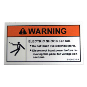 Miller 109035 Label, Warning electric Shock Can Kill Etc