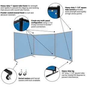 Steiner 535HD-6X8 Protect-O-Screen HD with Blue Vinyl Laminated Polyester Welding Curtain with Frame