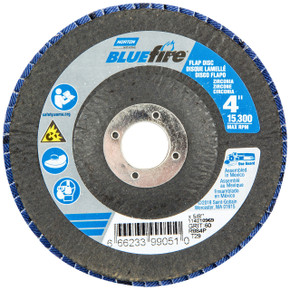 Norton 66623399051 4x5/8” BlueFire R884P Zirconia Alumina Plus Type 29 Flap Discs, 60 Grit, Coarse, 10 pack