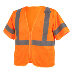 Black Stallion VS2030 ANSI Class 3 Short Sleeve Hi-Vis Safety Vest, Orange, Large