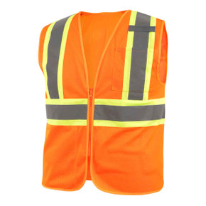 Black Stallion VS2022 ANSI Class 2 Two-Tone Hi-Vis Safety Vest, Orange, Small