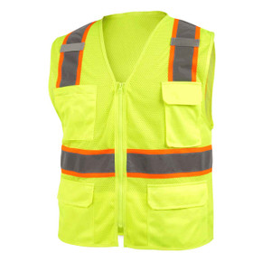Black Stallion VS2035 ANSI Class 2, 7-Pocket Hi-Vis Safety Vest, Lime, Medium
