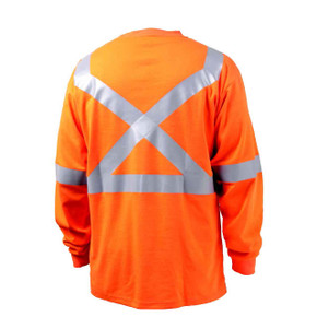 Black Stallion TF2511 NFPA 2112 & NFPA 70E FR Cotton Long Sleeve T-Shirt with Reflective Tape, Orange, 2X-Large