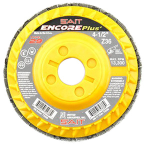 United Abrasives SAIT 72238 4-1/2x7/8 Encore Plus Type 29 No Hub General Purpose Zirconium Flap Discs 36 Grit, 10 pack