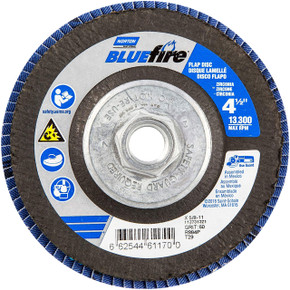 Norton 66254461170 4-1/2x5/8-11” BlueFire R884P Zirconia Alumina Plus Type 29 Flap Discs, 60 Grit, Coarse, 10 pack