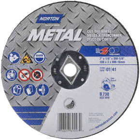 Norton 7660789097 7x1/8xDM-5/8 In. Metal Circular Saw Reinforced Cut-Off Wheels, Type 01/41, 24 Grit, 25 pack