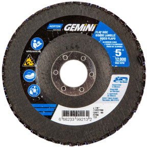 Norton 66623399213 5x7/8” Gemini R766 Aluminum Oxide Zirconia Alumina Type 27 Fiberglass Flap Discs, 60 Grit, 10 pack