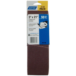 Norton 07660701740 3x21” Gemini R215 Aluminum Oxide Cloth Portable Belts, 50 Grit, Coarse, 5 pack