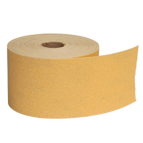 Norton 63642506152 2-3/4” x 25 Yards Gold Reserve A296 No-Fil Aluminum Oxide PSA Paper Roll, 120 Grit