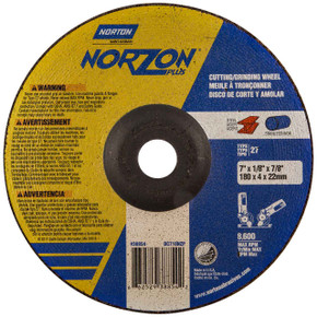 Norton 66252938854 7x1/8x7/8 In. NorZon Plus SGZ CA/ZA Grinding and Cutting Wheels, Type 27, 24 Grit, 20 pack