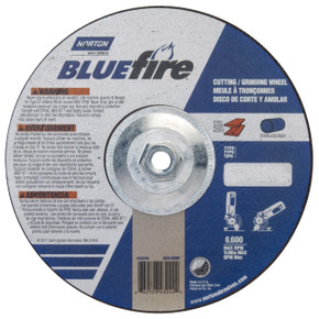 Norton 66252843244 9x1/8x5/8 - 11 In. BlueFire ZA/AO Grinding and Cutting Wheels, Type 27, 30 Grit, 10 pack