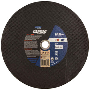 Norton 66253306611 14x1/8x1 In. Gemini Long Life 57A AO Type 01/41 Stationary Saw Cut-Off Wheels, 24 Grit, 10 pack