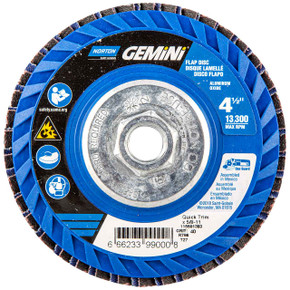 Norton 66623399000 4-1/2x5/8-11” Gemini R766 Aluminum Oxide Zirconia Alumina Type 27 Quick Trim Flap Discs, 40 Grit, 10 pack