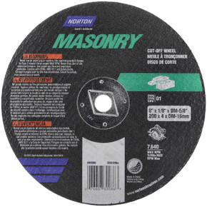 Norton 7660789086 8x1/8xDM-5/8 In. Masonry SC Circular Saw Cut-Off Wheels, Type 01/41, 24 Grit, 10 pack