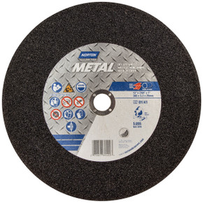 Norton 7660789400 12x7/64x1 In. Metal AO Chop Saw Cut-Off Wheels, Type 01/41, 36 Grit, 5 pack