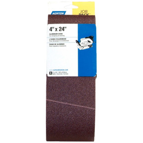 Norton 07660702068 4x24” Gemini R215 Aluminum Oxide Cloth Portable Belts, 120 Grit, Very Fine, 5 pack