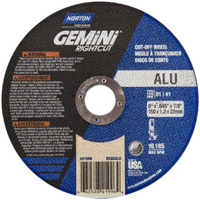 Norton 66252841996 6x.045x7/8 In. Gemini RightCut ALU AO Reinforced Right Angle Cut-Off Wheels, Type 01/41, 36 Grit, 25 pack