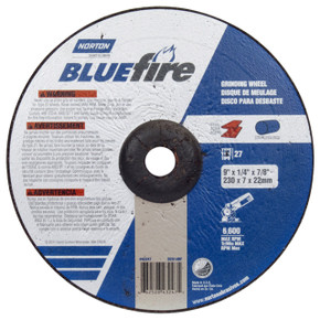 Norton 66252843247 9x1/4x7/8 In. BlueFire ZA/AO Grinding Wheels, Type 27, 24 Grit, 20 pack