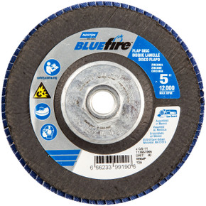 Norton 66623399190 5x5/8-11” BlueFire R884P Zirconia Alumina Plus Type 29 Flap Discs, 40 Grit, Coarse, 10 pack