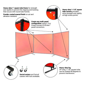 Steiner 538HD-6X8 Protect-O-Screen HD with Orange Transparent Vinyl FR Welding Screen with Frame