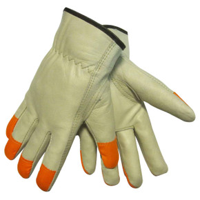 Tillman 1427B Top Grain Cowhide Drivers Gloves with Orange Tips, Medium, 12 pack