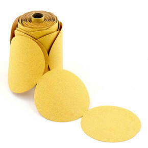 United Abrasives SAIT 36508 5" Gold Aluminum Oxide Stearate Paper Sanding Disc PSA Roll 320C Grit, 100 pack