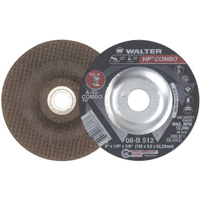 Walter 08B512 5x1/8x7/8 HP Combo High Performance Cutting Grinding Wheels Type 27 Grade A-30, 25 pack