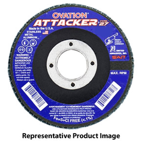 United Abrasives SAIT 76249 7x7/8 Ovation Attacker Type 27 No Hub High Density Zirconium Flap Discs 80 Grit, 10 pack