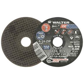 Walter 11L213 2x1/16x3/8 ZIP Steel and Stainless Contaminant Free Cut-Off Wheels Type 1 Grit A24, 25 pack