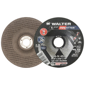 Walter 08N453 4-1/2x3/32x7/8 Pipefitter Contaminant Free Grinding Wheels Type 27, 25 pack