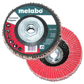 Metabo 629434000 7" x 5/8" - 11 Ceramic Flapper Abrasives Flap Discs 40 Grit, 5 pack