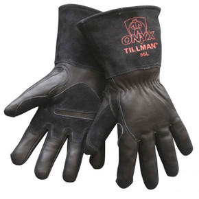 Tillman 55 Onyx Black Top Grain/Split Cowhide MIG Welding Gloves, Medium