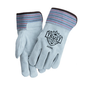 Trust Protection 4430L Select Split Cowhide 4.5" Cuff Leather Work Glove, Large, 12 Pack
