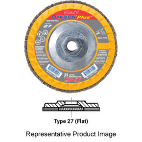 United Abrasives-SAIT 72302 4-1/2x5/8-11 Ovation Plus High Density Plastic Backed Flap Discs, Type 27, 60 Grit, 10 pack
