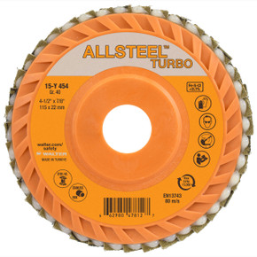 Walter 15Y454 4-1/2x7/8 ALLSTEEL TURBO Flap Disc Nylon Backing 40 Grit Type 27, 10 pack