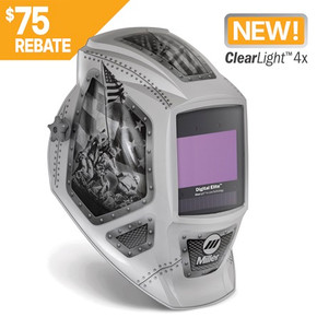 Miller 299617 Digital Elite Auto Darkening Welding Helmet with ClearLight 4x Lens, Forged in Freedom