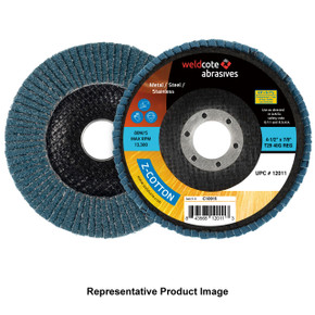 Weldcote 12000 4-1/2" x 7/8" Z-COTTON  Flap Discs, Z-36, Type 27, 10 pack