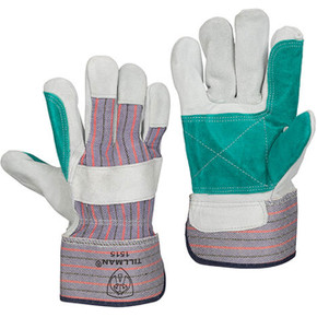 Tillman 1515 Split Cowhide & Canvas Work Gloves, Lined, Double Palm, Large
