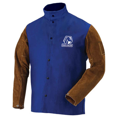 Black Stallion FRB9-30C/BS Hybrid FR Cotton/Cowhide Welding Jacket, Royal Blue, 2X-Large