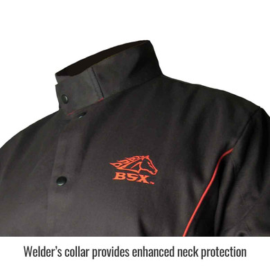 Black Stallion BX9C BSX Contoured FR Cotton Welding Jacket, Black/Flames, 5XL