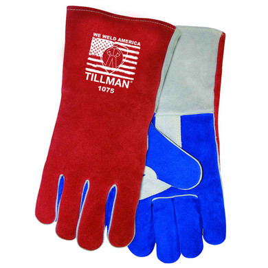Tillman 1075 Patriotic Premium Side Split Cowhide Welding Gloves, Large