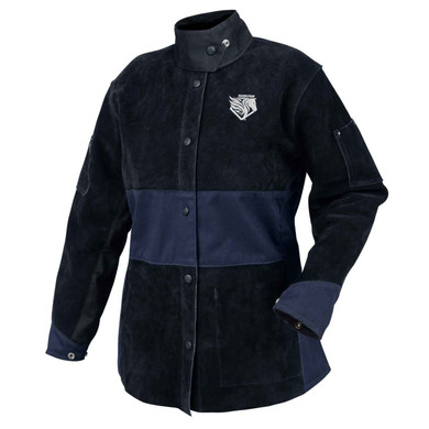 Black Stallion JH1515-NB AngelFire Women's Hybrid Welding Jacket, Cowhide and FR Cotton, Navy & Black, Medium
