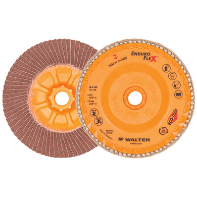 Walter 06B462 4-1/2x5/8-11 Enduro-Flex Spin-On Flap Discs with Eco-Trim Backing 120 Grit Type 27S, 10 pack