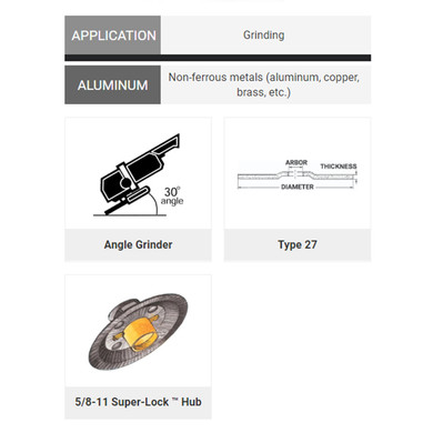 United Abrasives SAIT 20162 4-1/2x1/4x5/8-11 A46N Aluminum Super Lock Hub Type 27 Grinding Wheel, 10 pack